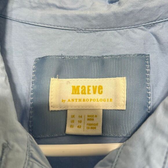 Anthropologie Maeve Blue Sleeveless Wrap Dress 10 Women - Picture 3 of 10